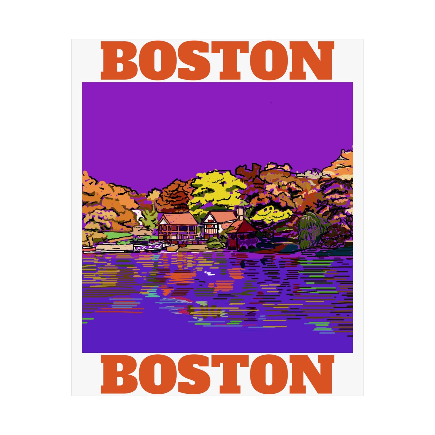 Boston in Fall Pop Art Poster