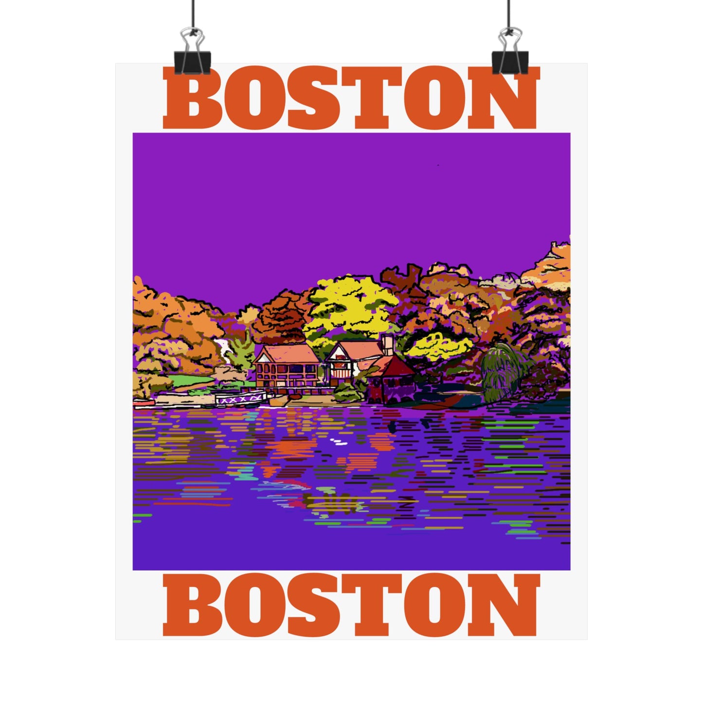 Boston in Fall Pop Art Poster